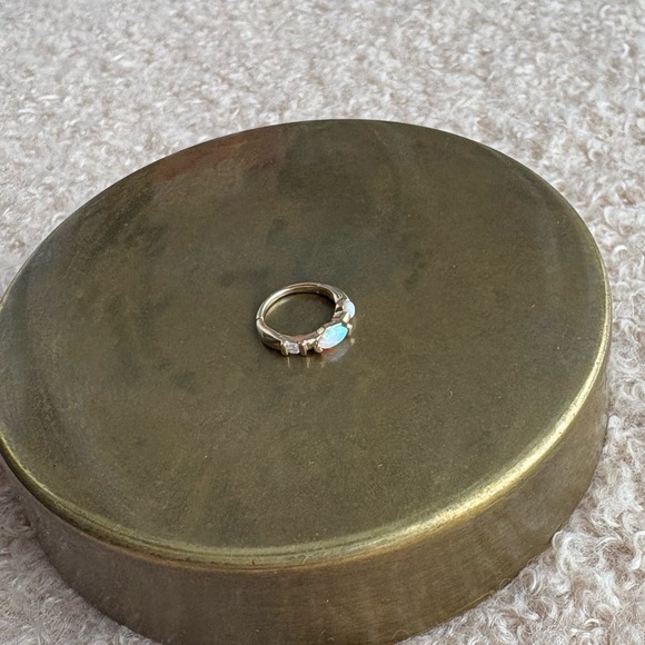 Pamela Love 8 mm Multi Stone Huggie in Diamond, Opal, and Pearl - Picture 2 of 10